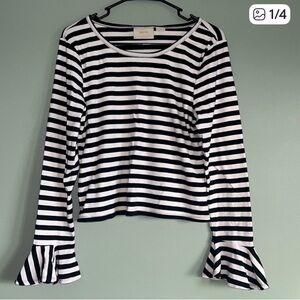 Anthropologie NWOT Black and White Striped Long Sleeve Top